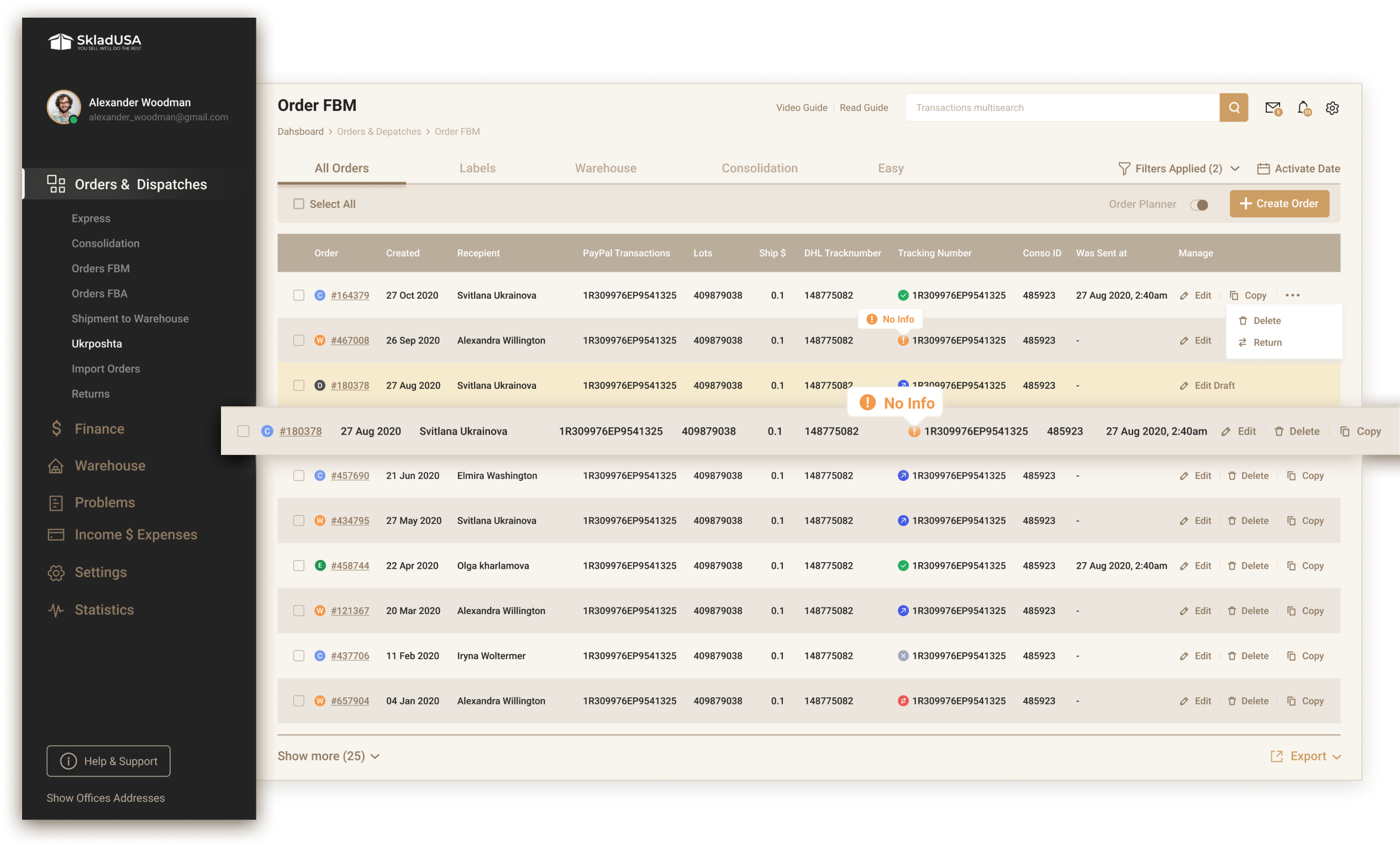 Високонавантажена CRM для  логістичної компанії SkladUSA - Зображення №10